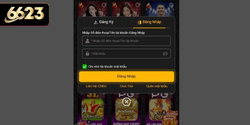 Quy trình 4 bước đăng nhập 6623 trên website cực dễ